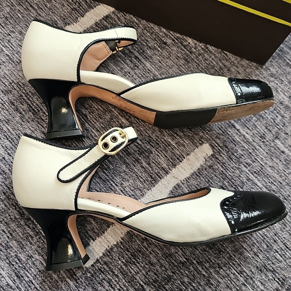 Anyi Lu Women's Black and White Mary Jane Shoes - Picture 2 of 5